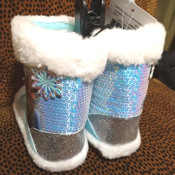 Disney- NWT Frozen Light Blue Girls Boot Slippers- Size 9/10 - Picture 3 of 9